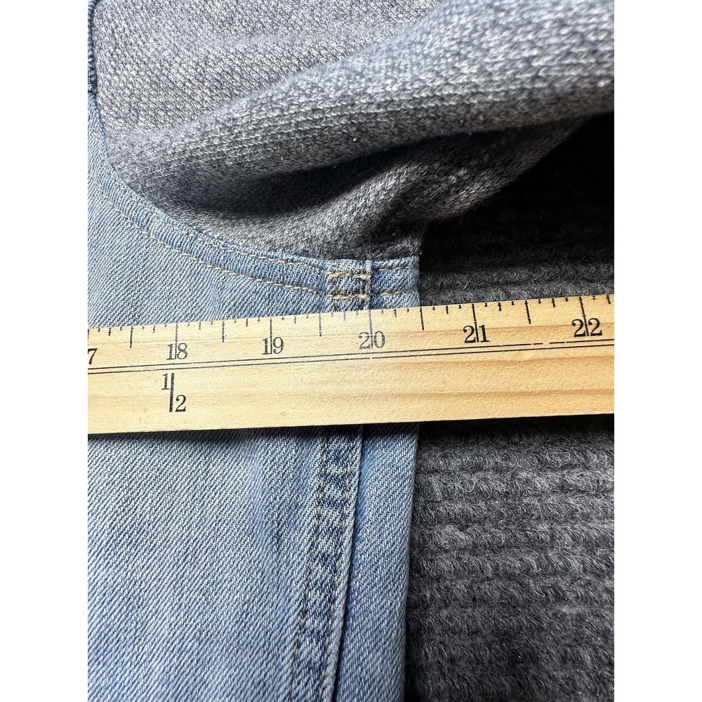 American Eagle Outfitters Jacket Womens XL Blue Denim Hooded Knit Sleeves Sherpa - Picture 3 of 7